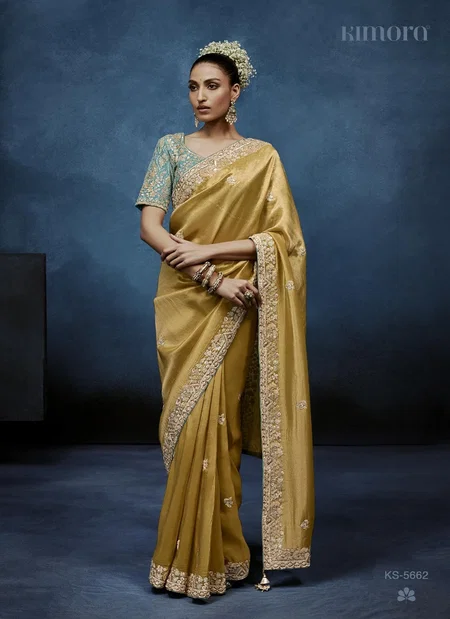 Mustard Yellow Colour Masakali Vol 15 By Kimora Pure Fancy Embroidery Work Designer Saree Ks 5662